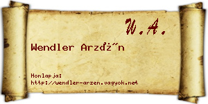 Wendler Arzén névjegykártya